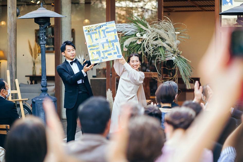 結婚証明書は【キャンバスアート】ゲストみんなで世界に一つだけの結婚証明書を完成させました！