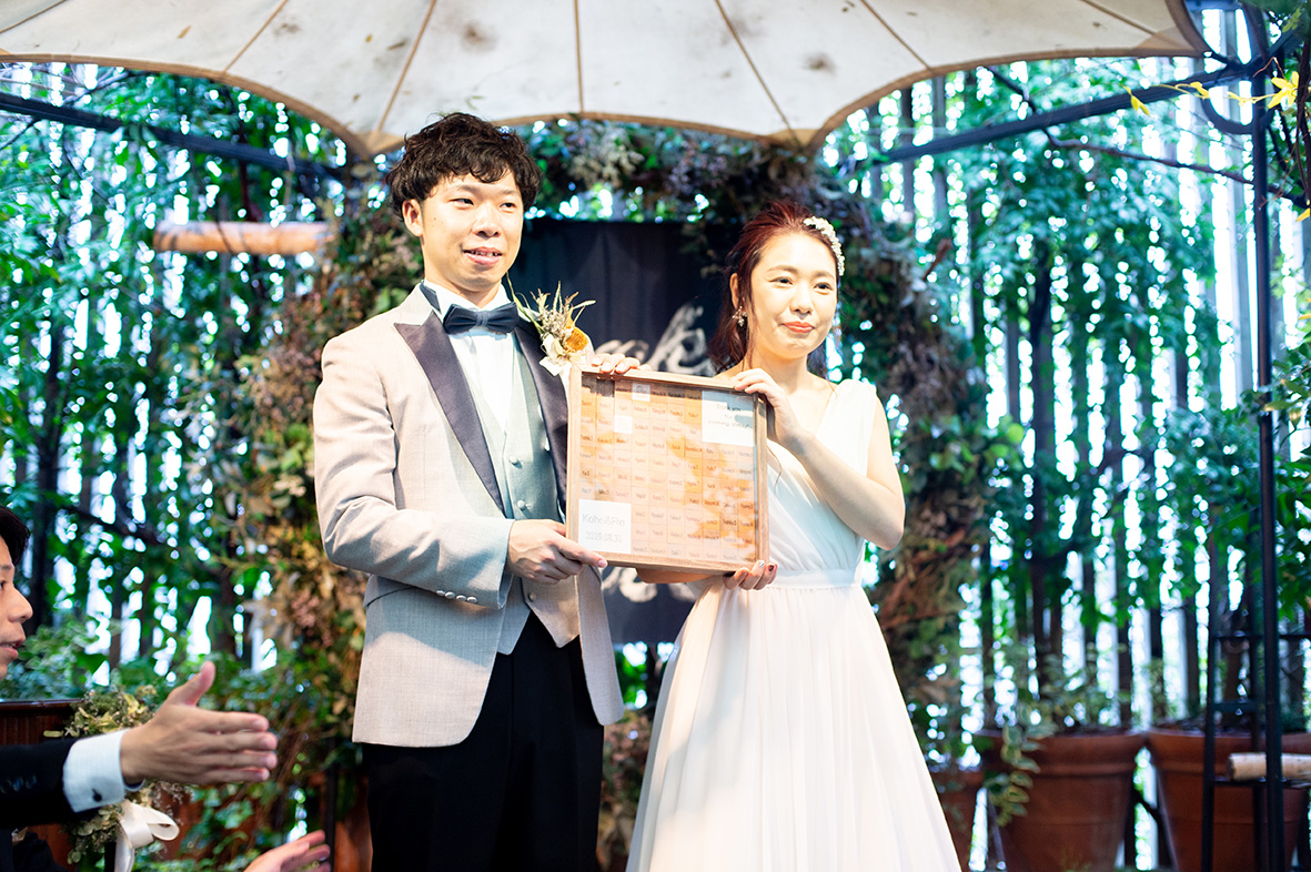 ゲスト全員に作ってもらった結婚証明書を 挙式で披露
