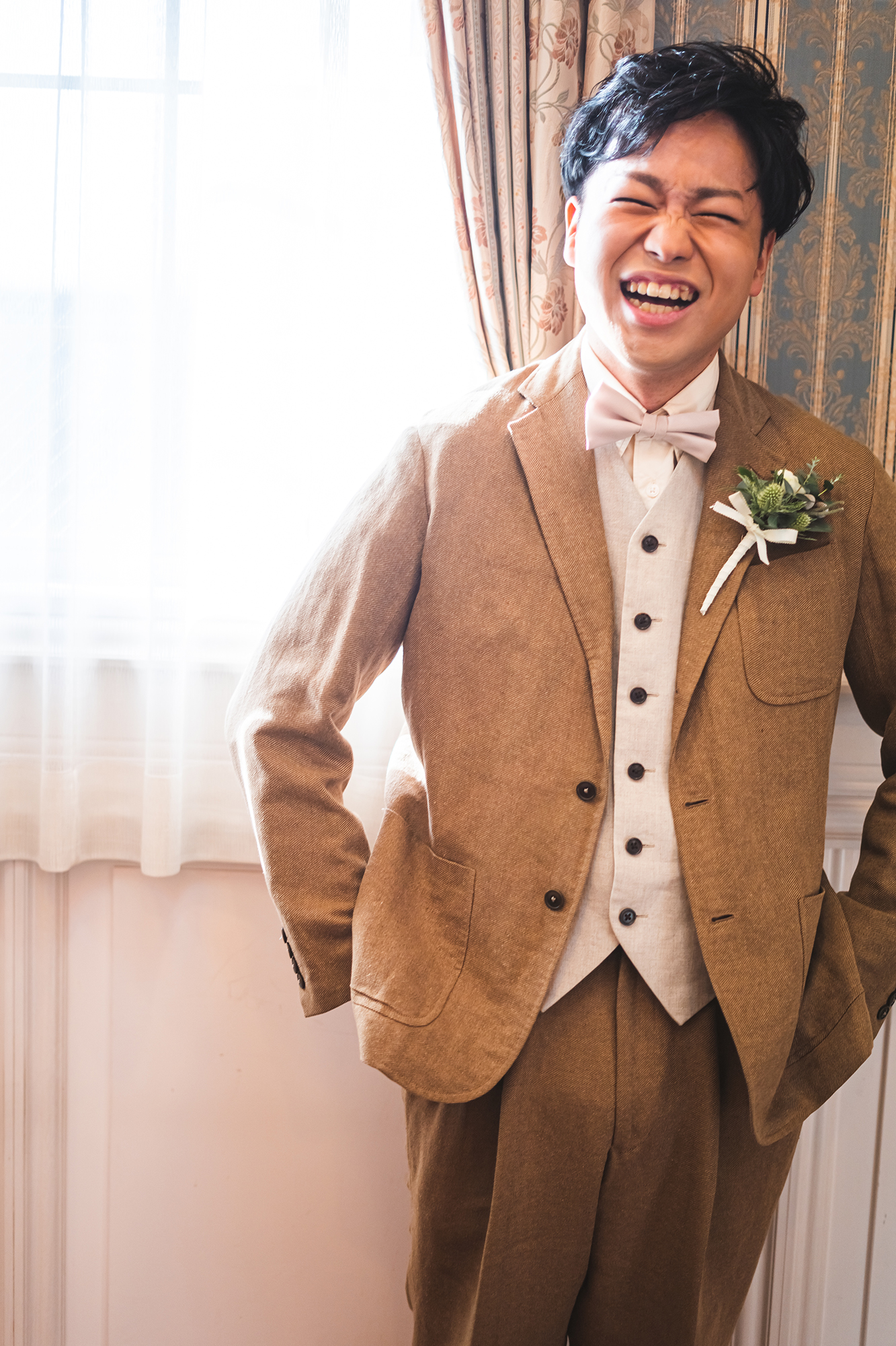 新郎　お支度写真