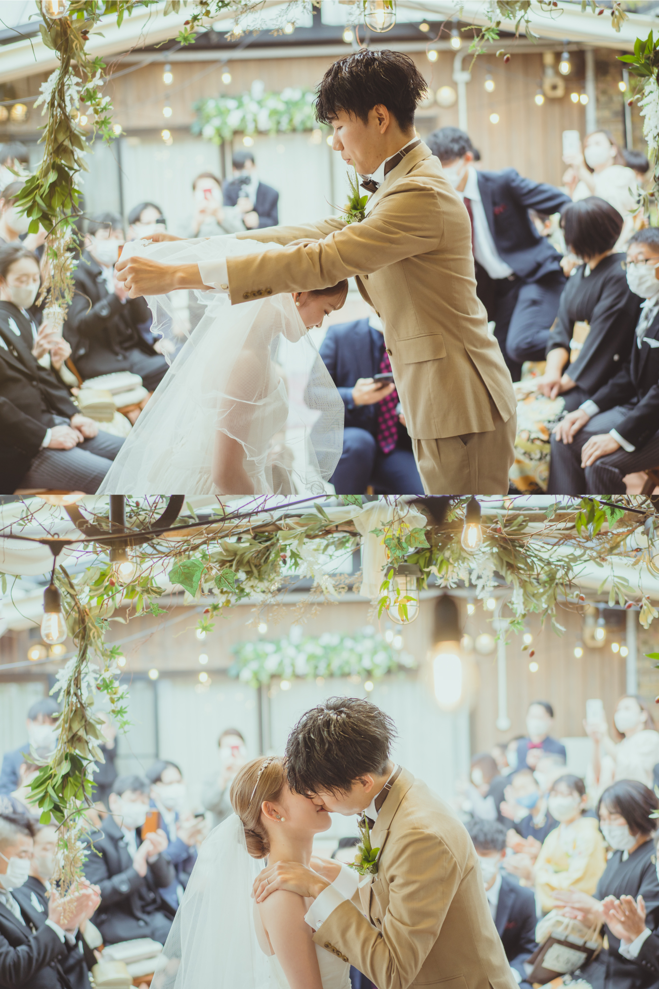 挙式　ベールアップ　誓いのキス