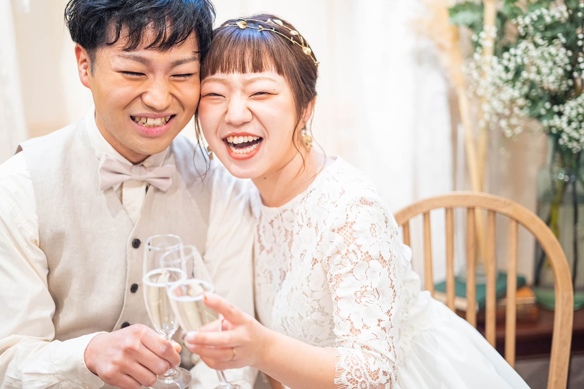 新郎新婦　笑顔