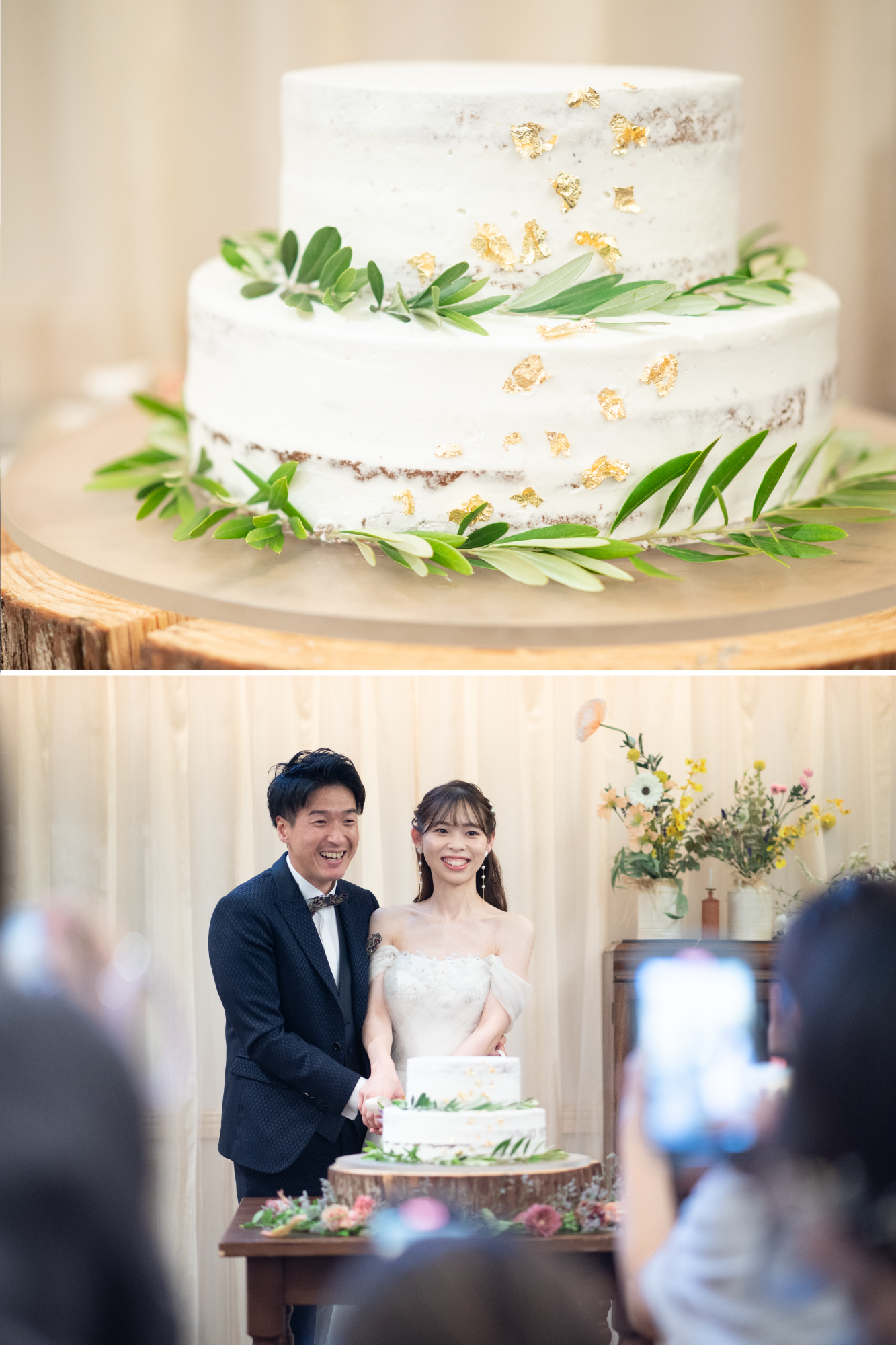 ウエディングケーキ　入刀